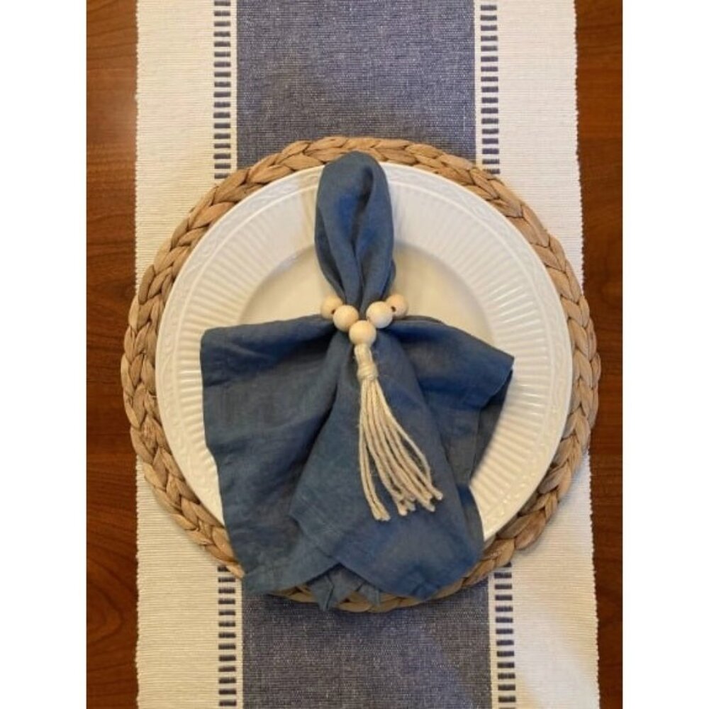 Round Woven Placemats Set of 4, Natural Water Hyacinth Place Mats, (13.8 inch)